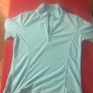 A medium sized teal work out jacket